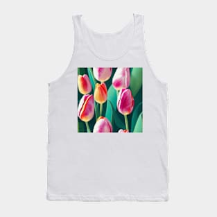 Watercolor tulip pattern Tank Top